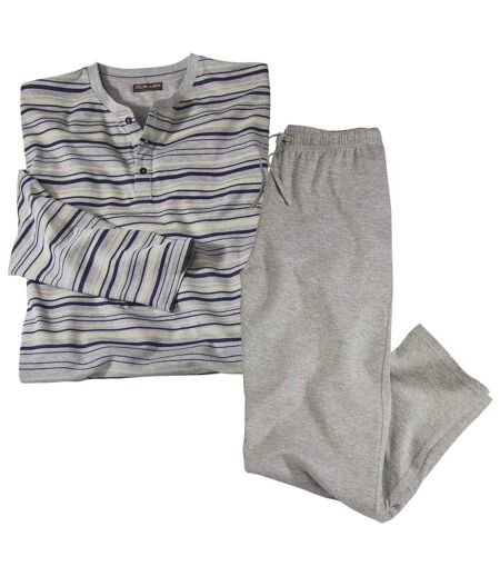 Men’s Grey Striped Pyjama Set