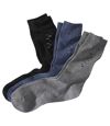 Pack of 3 Pairs of Men's Patterned Socks - Black Blue Gray Atlas For Men