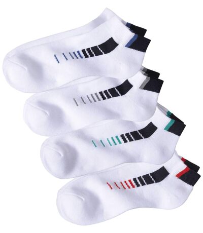 Pack of 4 Pairs of Men's Sneaker Socks - White 