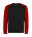 Awdis Mens Two Tone Cotton Rich Baseball Sweatshirt (Jet Black/Fire Red) - UTRW3929