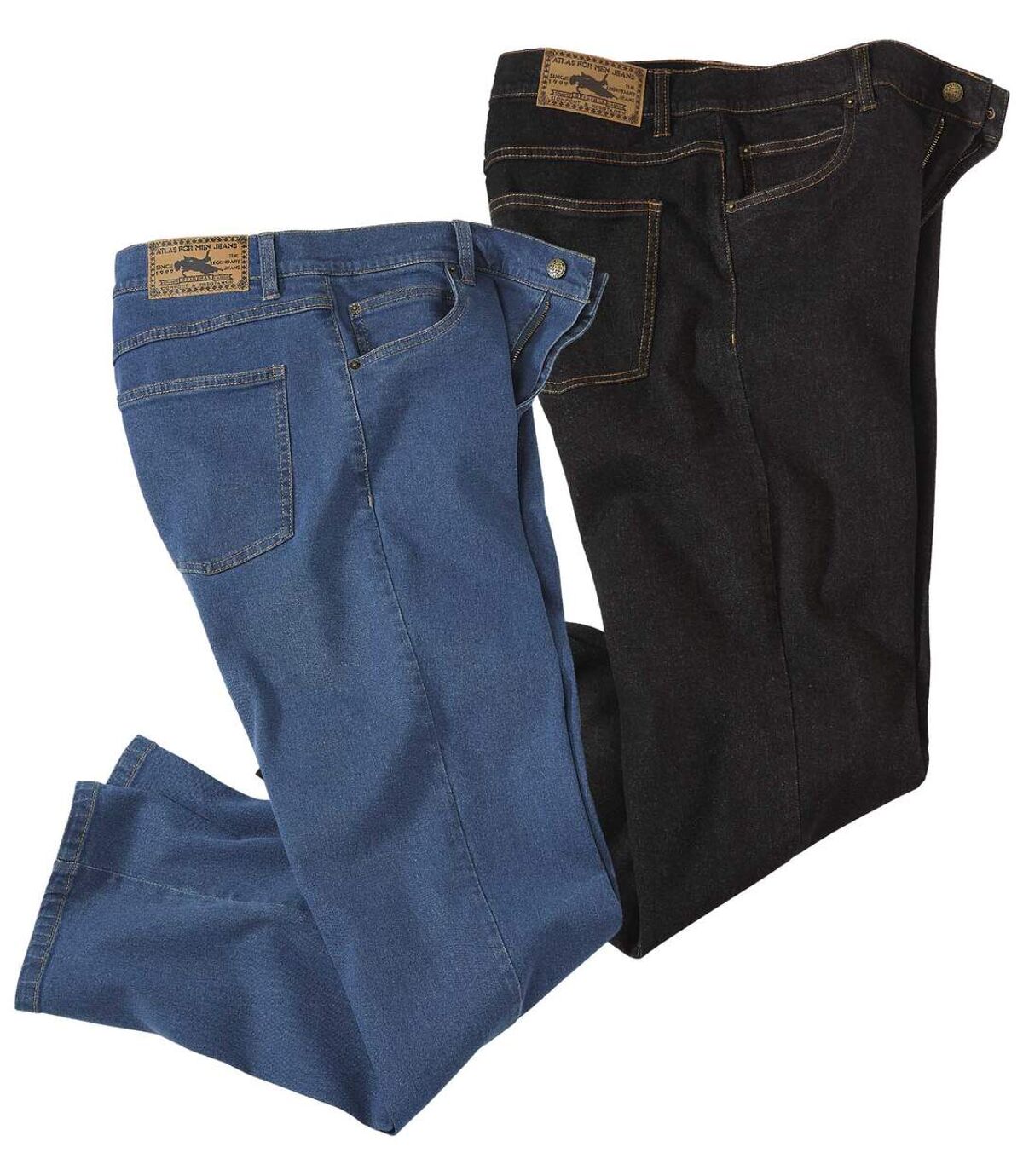 Pack of 2 Men's Regular Stretch Jeans - Blue Black Atlas For Men