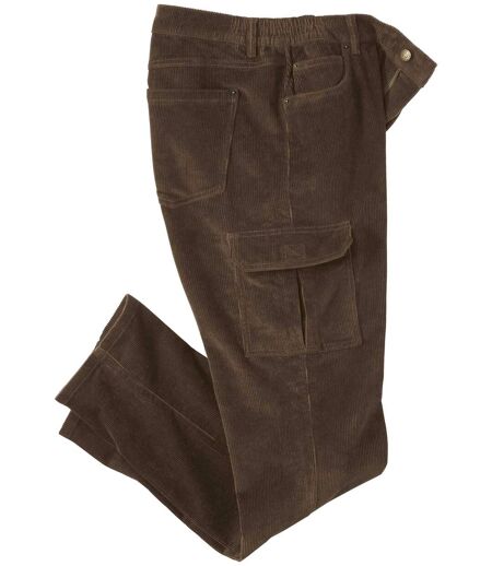 Pantalon cargo en velours confort homme - brun
