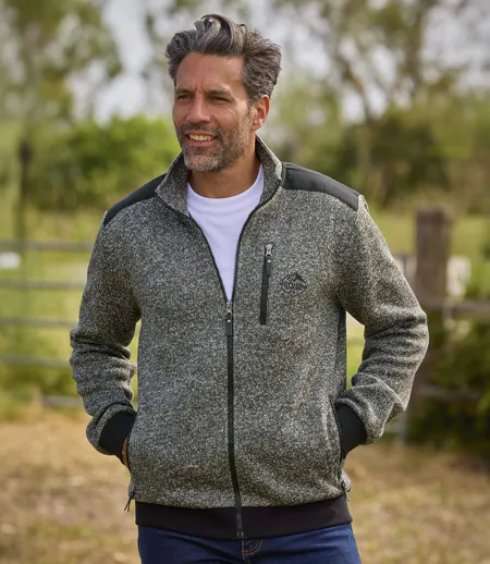 Men's Anthracite Zip-Up Fleece Jacket
