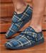 Men's Blue Sherpa-Lined Slippers  