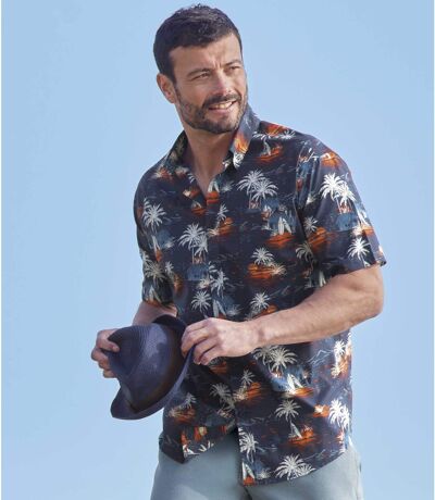 Men's Palm Print Poplin Shirt