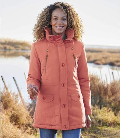Women's Quilted Mid-Season Coral Parka - Full Zip