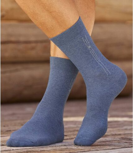 Pack of 4 Pairs of Men's Patterned Socks - Grey Black Blue