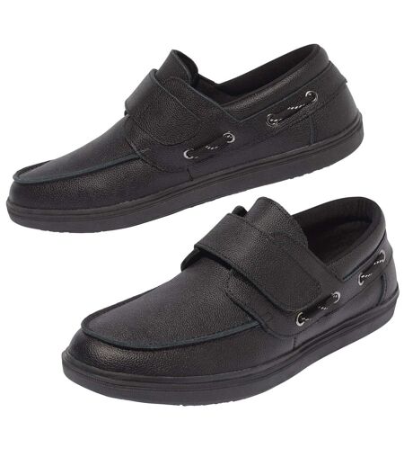 Mocassins en cuir autoagrippants homme - noir