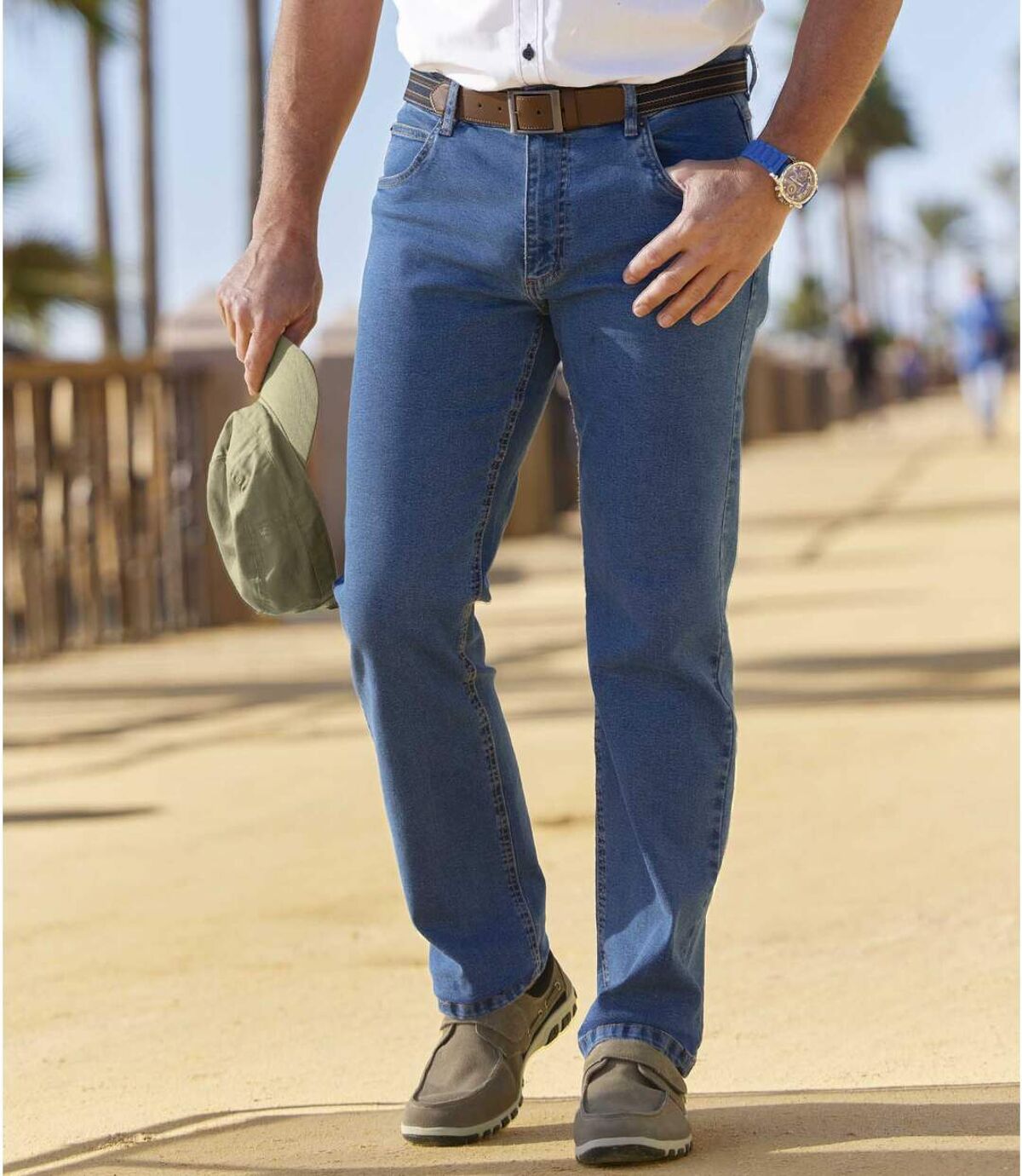Niebieskie jeansy ze stretchem regular Atlas For Men