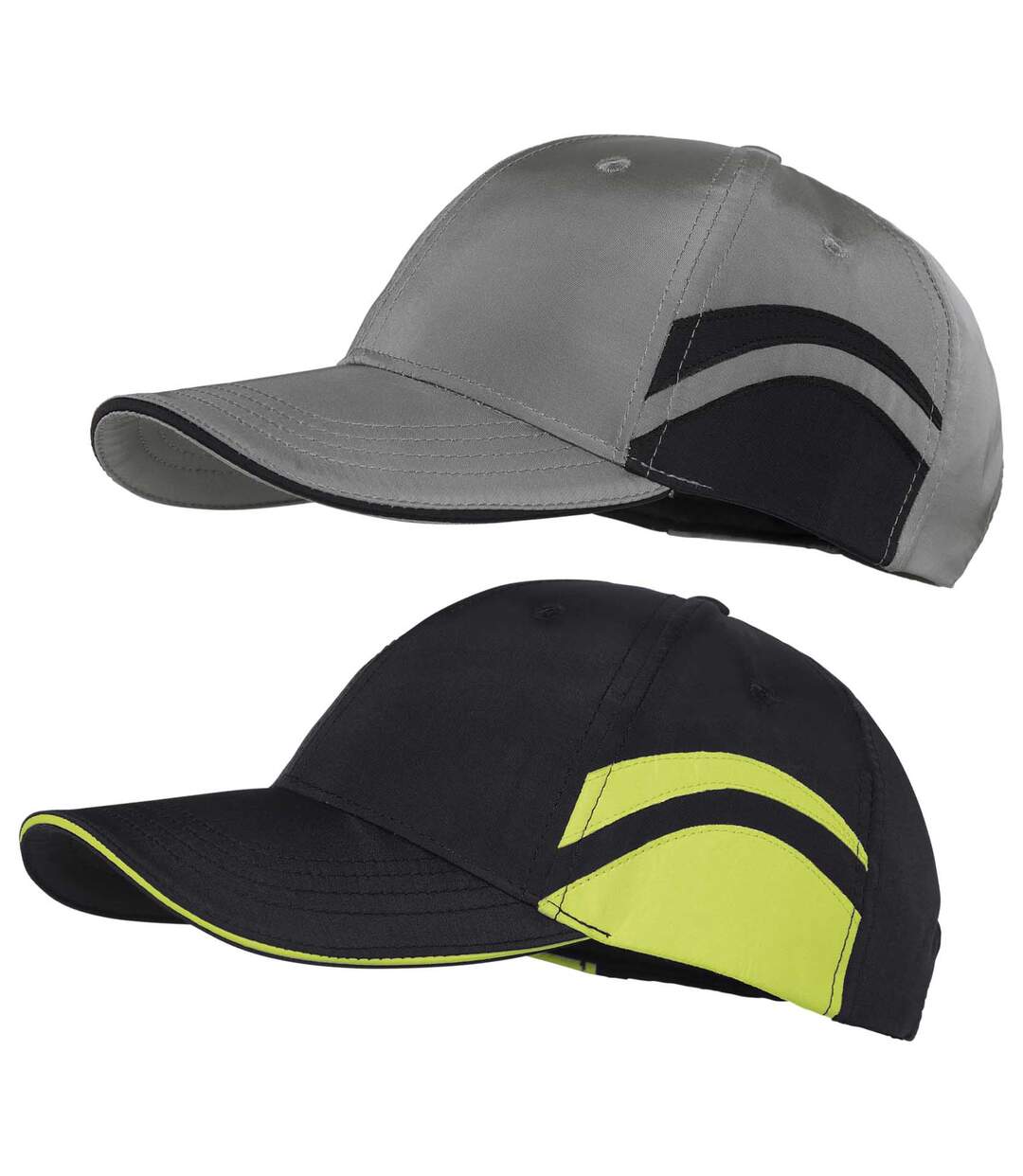 Pack of 2 Men's Microfibre Baseball Caps - Black Grey-2