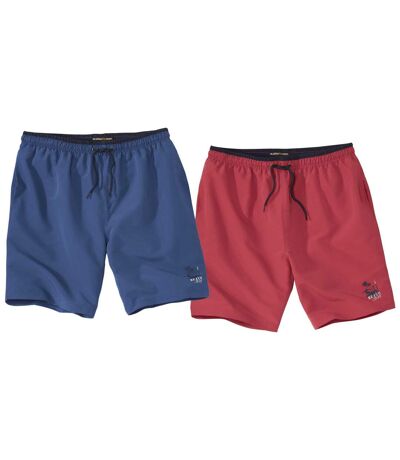 Pack of 2 Men's Swim Shorts - Navy Red