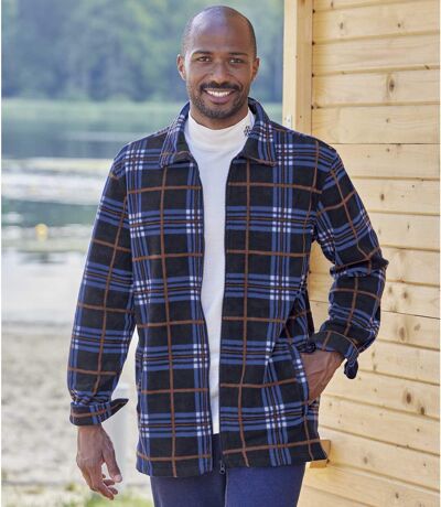 Men's Checked Full Zip Fleece Overshirt