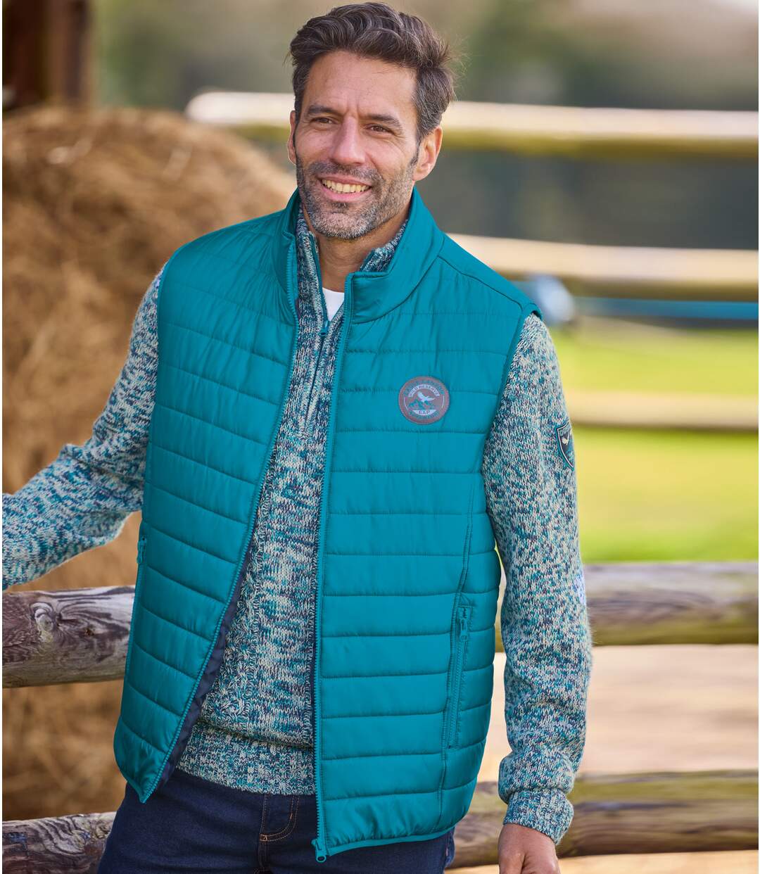 Mens Blue Water-Repellent Padded Gilet