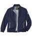 Men's Navy Fleece-Lined Microfibre Jacket - Full Zip - Water-Repellent