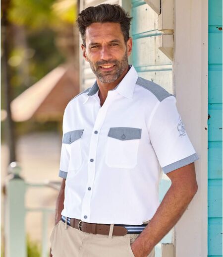 Fehér ing chambray anyagú részletekkel