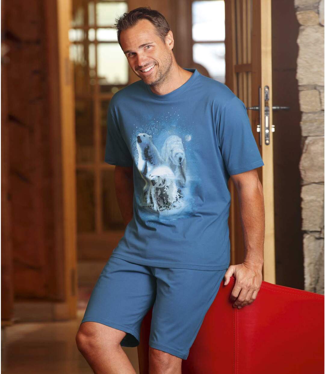 Men’s Short Pyjamas with Polar Bear Print-2