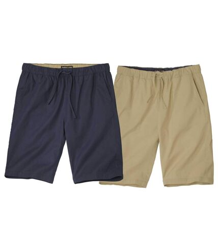 Pack of 2 Men's Canvas Shorts - Beige Navy