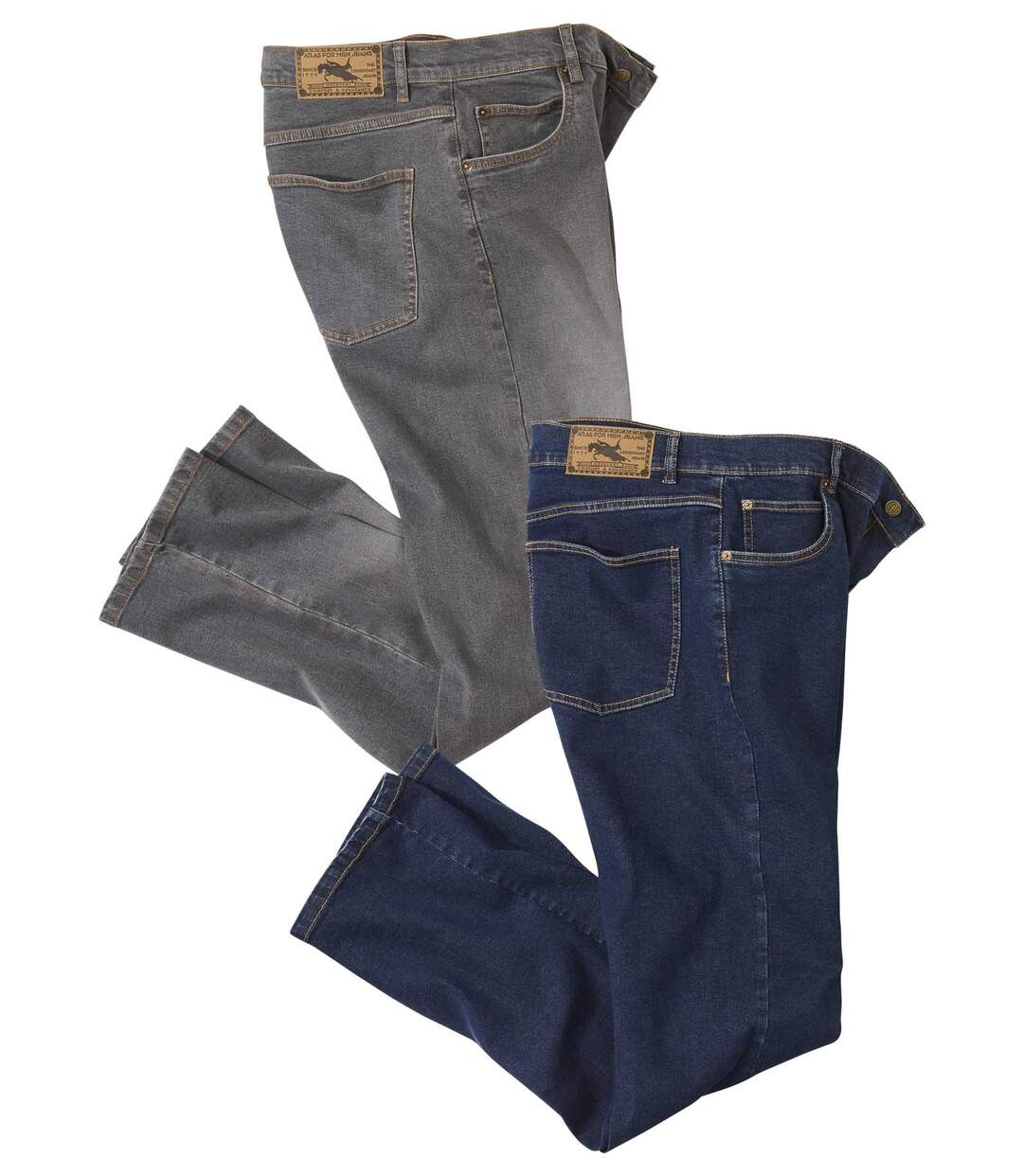 Pack of 2 Men's Regular Stretch Jeans - Blue Grey  Atlas For Men