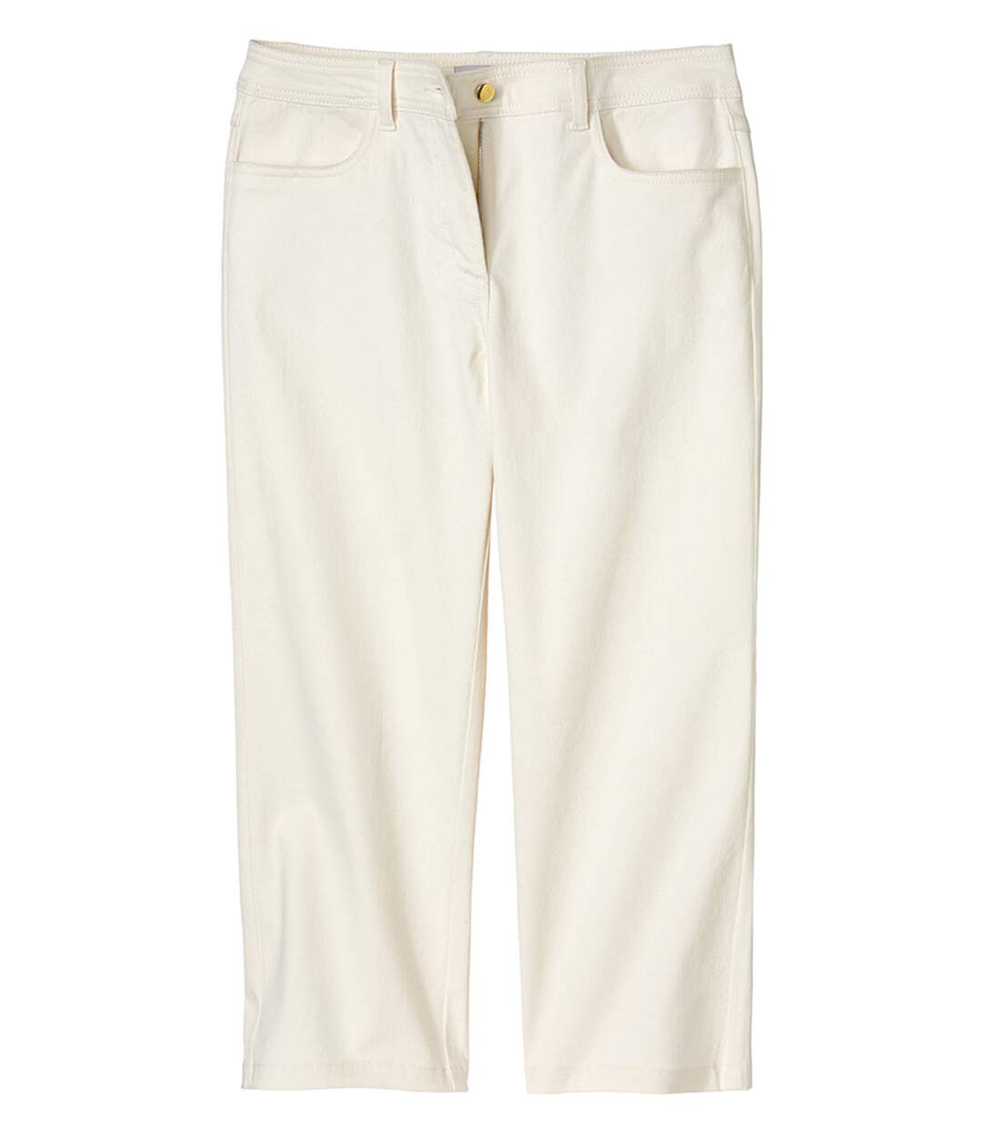 Women's Relaxed-Fit Ecru Cropped Jeans-3