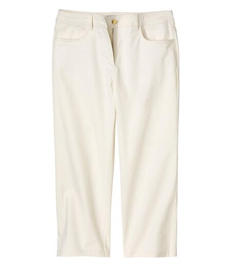 Women's Relaxed-Fit Ecru Cropped Jeans