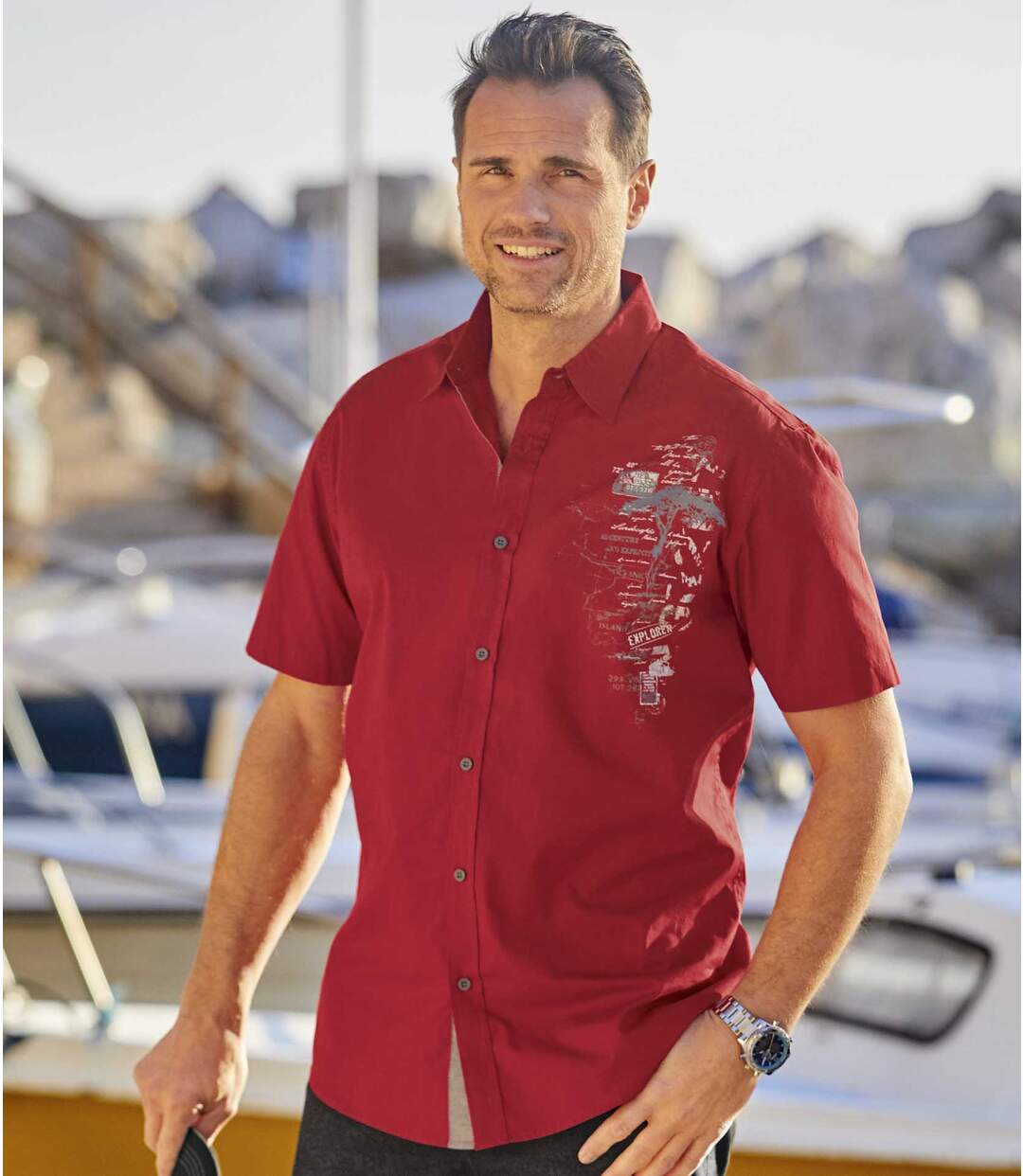Men's Red Poplin Shirt Atlas For Men