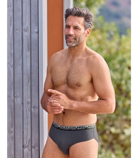 Pack of 6 Men's Plain Briefs - Black Grey Navy Blue Red