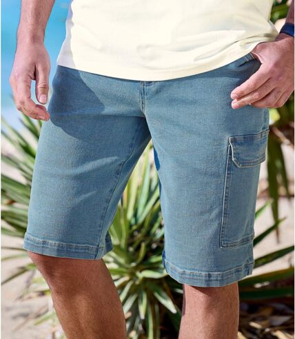 Pack of 2 Men's Stretchy Denim Shorts - Blue Navy
