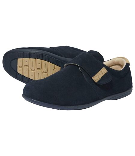 Men's Navy Suede-Style Moccasins