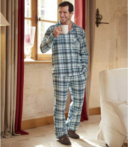 Men's Blue Checked Flannel Pyjama Set