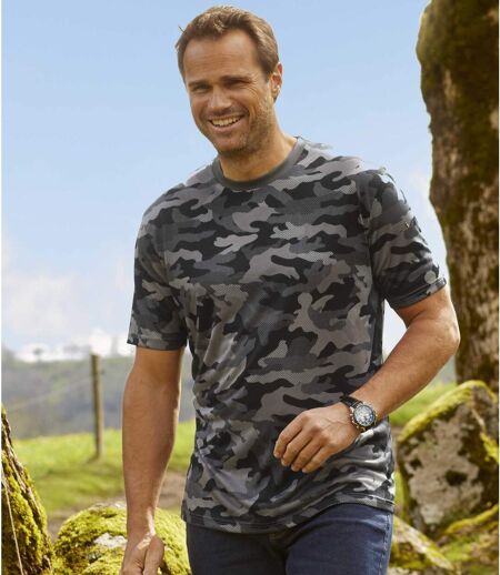 Pack of 2 Men's Camouflage T-Shirts - Blue Grey
