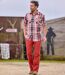 Men's Colorado Checked Shirt - Ecru Salmon Red Navy