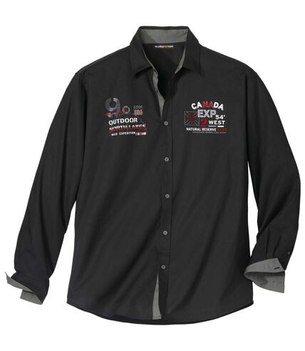 Men's Black Poplin Aviator Shirt - Long Sleeves