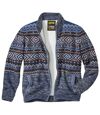 Men's Blue Sherpa-Lined Knitted Jacket   Atlas For Men