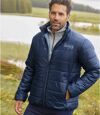Men's Navy Lightweight Puffer Jacket - Foldaway Hood Atlas For Men