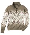 Men's Wolf Pattern Sweater - Quarter-Zip Atlas For Men