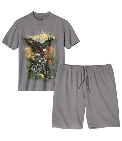 Men's Grey Pyjama Short Set 