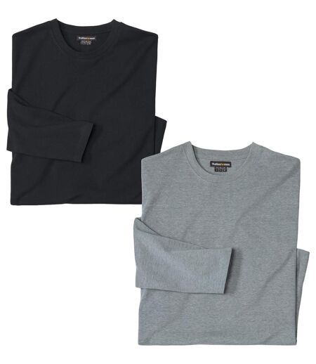 2er-Pack einfarbige Langarmshirts