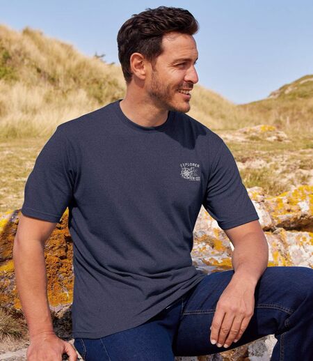 Pack of 3 Men's Outdoor T-Shirts - Grey Navy Ochre