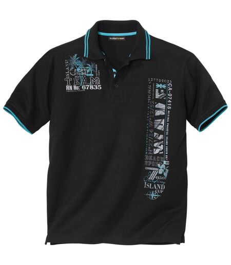 Men's Black Printed Polo Shirt
