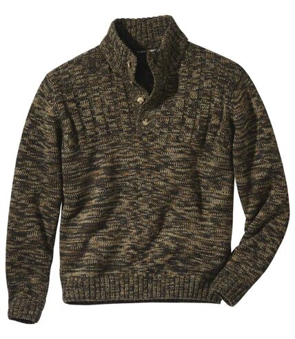 Trykotowy sweter z kołnierzem z guzikami Winter