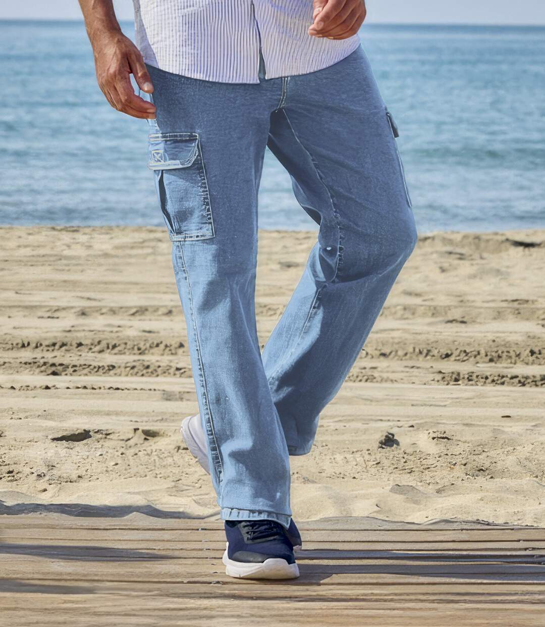 Le Jean Regular Cargo Taille Semi-Elastiquée-4