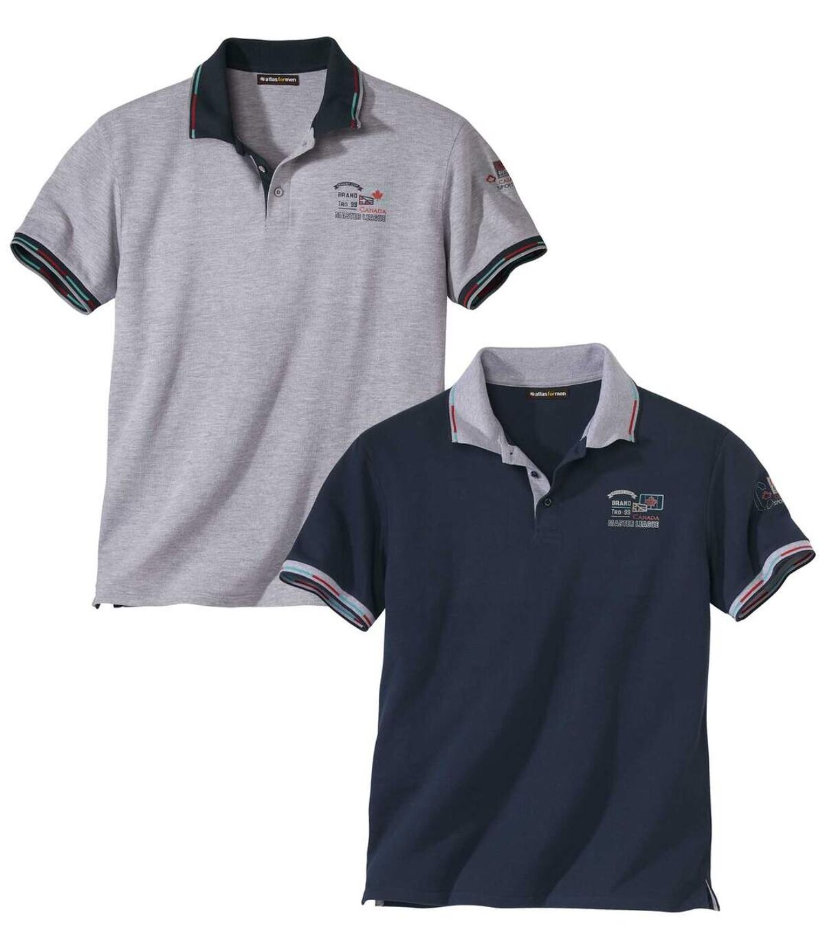 Pack of 2 Men's Casual Polo Shirts - Navy Grey Atlas For Men