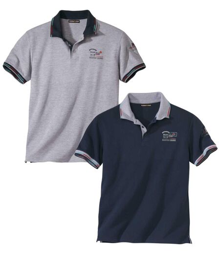 Pack of 2 Men's Casual Polo Shirts - Navy Grey