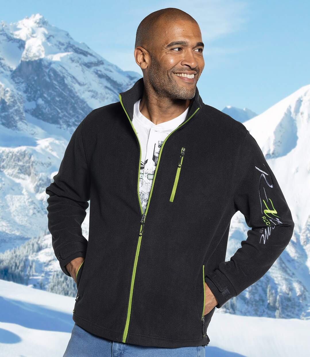 Men's Black Fleece Full Zip Jacket Atlas For Men