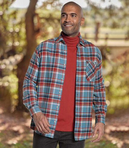 Men's Blue & Red Checked Shirt