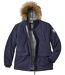 Men's Navy Winter Chill Parka - Faux Fur Hood
