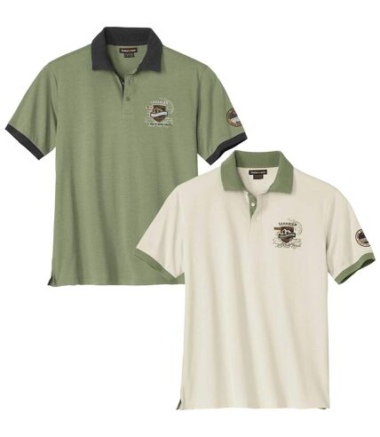 Pack of 2 Men's Jersey Polo Shirts - Khaki Beige 