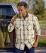 Men's Autumn Checked Poplin Shirt - Ecru-3