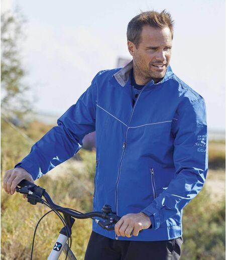 Men's Stylish Full Zip Blue Windbreaker Jacket
