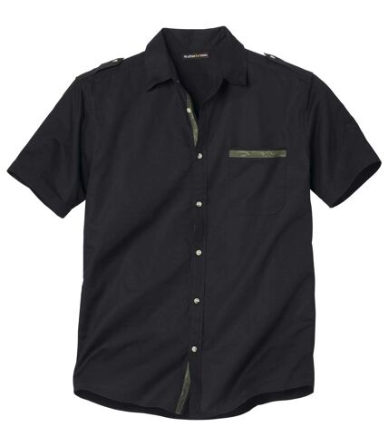 Men's Black Shirt with Camouflage Details